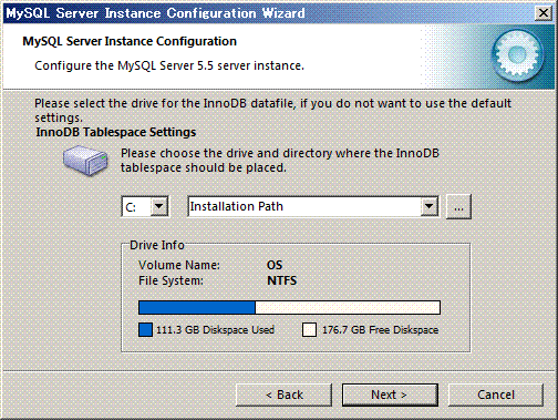 MySQL Server Instance Configuration Wizard@InnoDBe[ü̑I